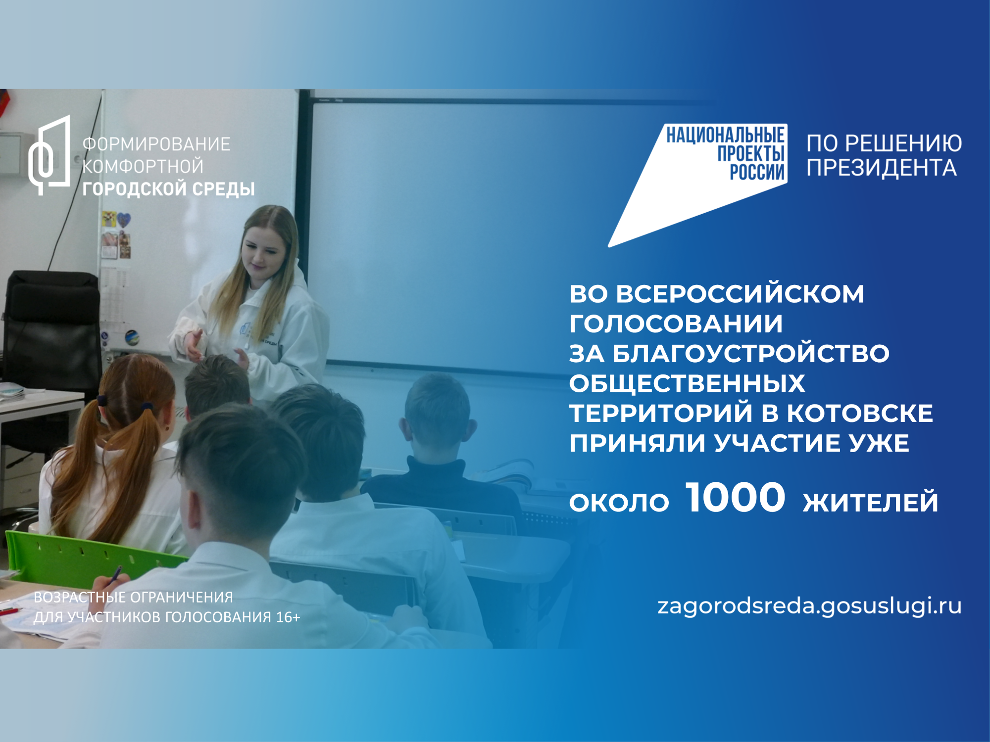 Во Всероссийском голосовании за благоустройство общественных территорий в Котовске приняли участие уже около тысячи жителей.